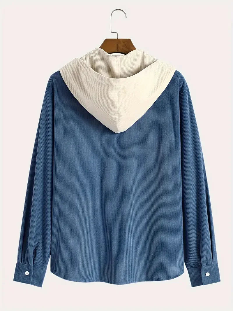 The 2025 new fashion trend spring and autumn corduroy hooded jacket is comfortable and casual for daily commuting for men