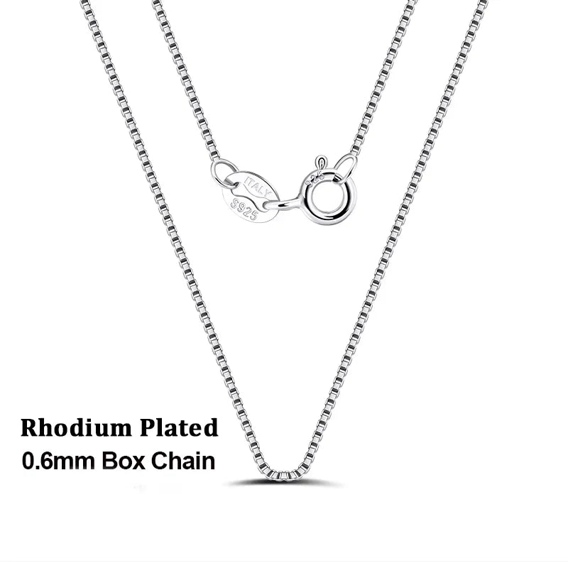 100% Genuine 925 Sterling Silver 0.6mm Box Chain Necklace Thin Chain Basic Punk 40-60cm Minimalist Jewelry SC07