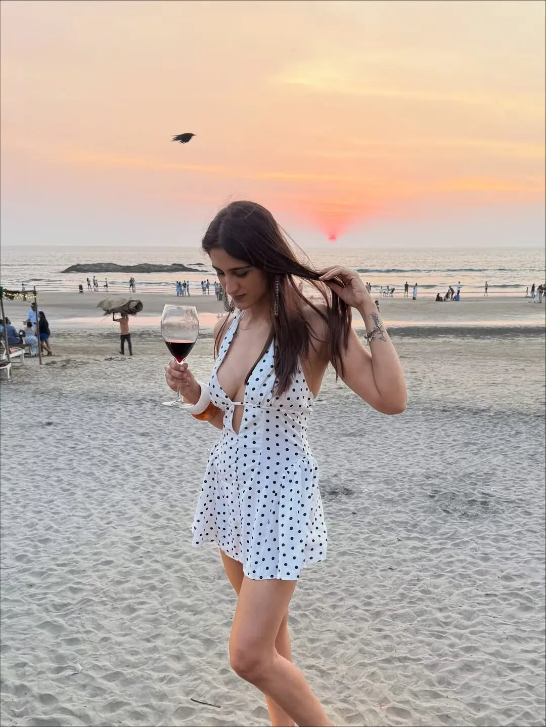 French Style Retro Polka Dot Deep V Halter Dress Women Sexy Backless A-line Slim Sweet Elegant Mini Dresses Summer Robe