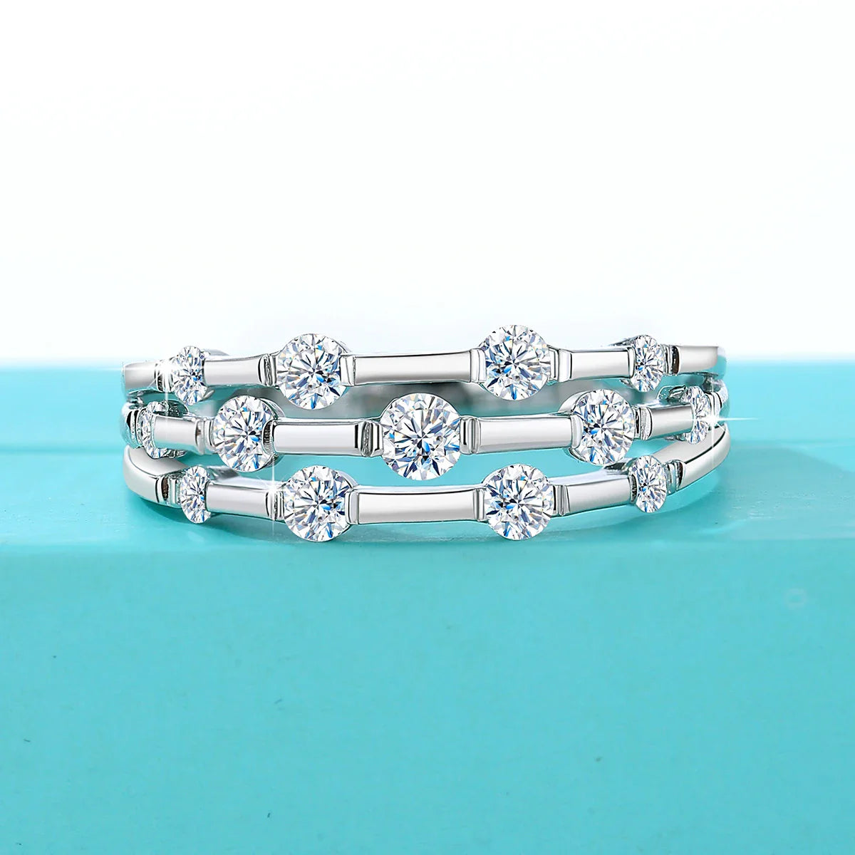 Trending Wedding Band Moissanite Ring With Certificate Genuine Silver 925 Enagement Jewel Gift For Women Positive Stones