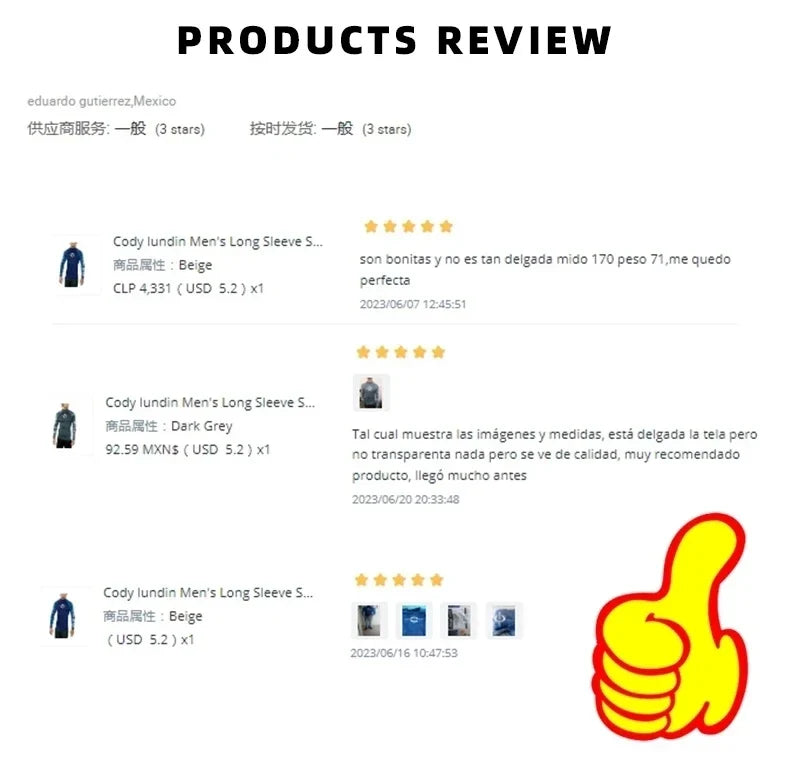 Cody Lundin Men's Long Sleeve Rashguard UPF 50+ UV Protection Fabric T Shirts Lightweight White Compression Gym Surf Swim Shirts