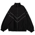 Reflective Striped Men's Jacket 2026 Hip Hop Streetwear Coats Zipper Up Jacket Windbreaker Harajuku Thin Coats Sports Black Blue