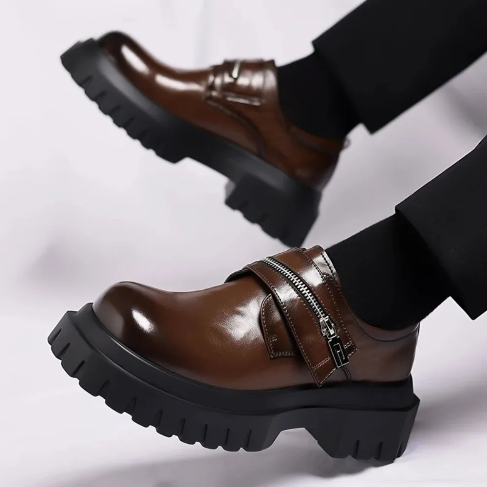 2026 New Derby men's leather shoes Thick bottomed British style design Leisure Party Business Office Luxury adult shoes