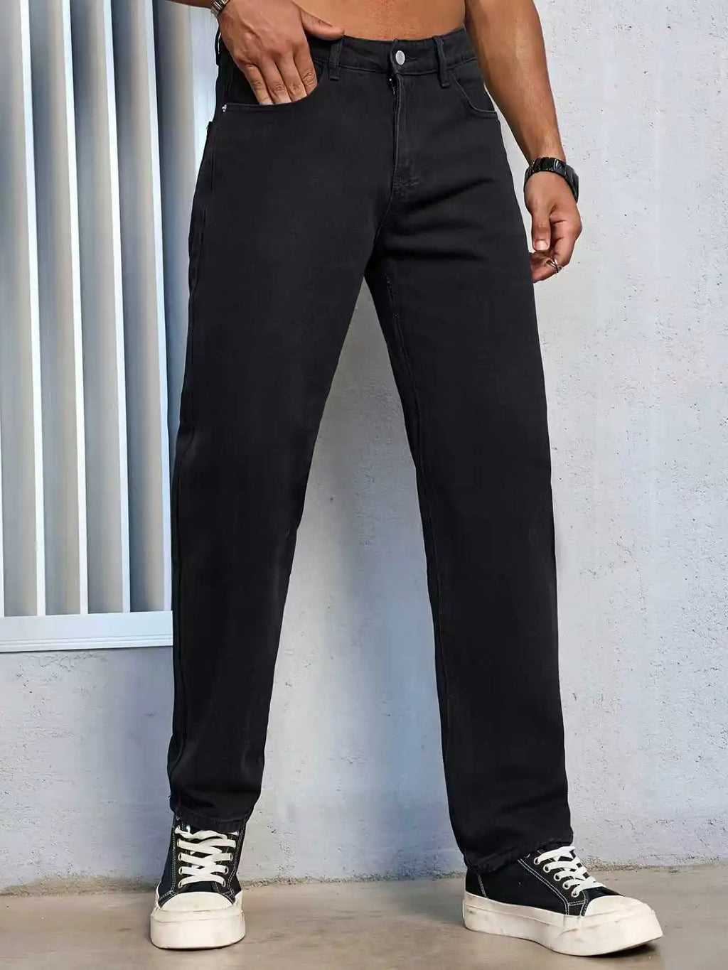 Men's Casual Solid Black Regular fit Jeans