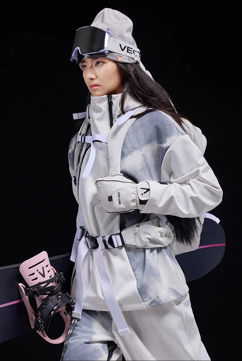 Men and Women Splicing Skiing Skiing Top Waterproof Windproof Warm Durable Indoor and Outdoor Skiing Snowboard Jacket