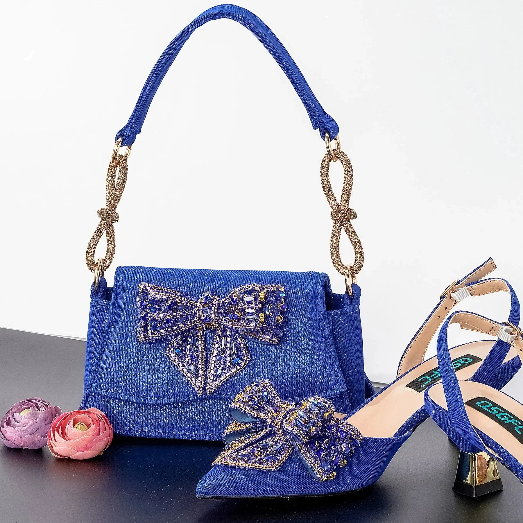 Royal Blue Classy Bowknot Pointed Toe Women's Shoes High Heel Elegant Sandals