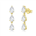 3-Stone Pear Cut Real Moissanite Diamond Drop Earrings for Women 925 Sterling Silver Waterdrop Dangle Earring with Certificate