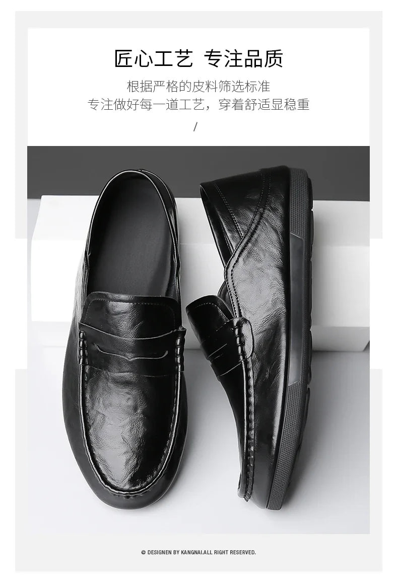 Genuine Leather Men Loafers Comfortable Mens Casual Shoes Luxury Brand Man Formal Dress Shoes Breathable Slip on Boat Shoes