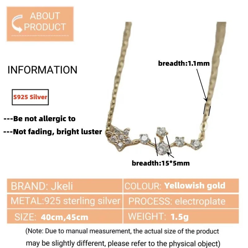S925 Sterling Silver XINGX necklace Women's Design Fine Five-Pointed Star Plated 14k golden clavicle chain