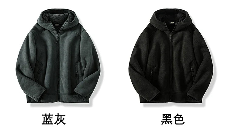 2024 Autumn/Winter New Men's Fleece Jacket With Thickened And Plush Youth Hoodie Jacket Casual Fashion Jacket Cotton Jacket