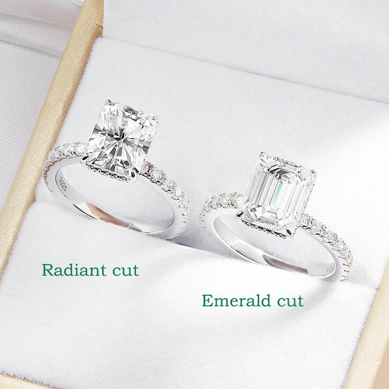 4.65cttw Radiant Cut All Moissanite Rings for Women Flawless D Color Sparkling Full Diamond Wedding Band Sterling Silver