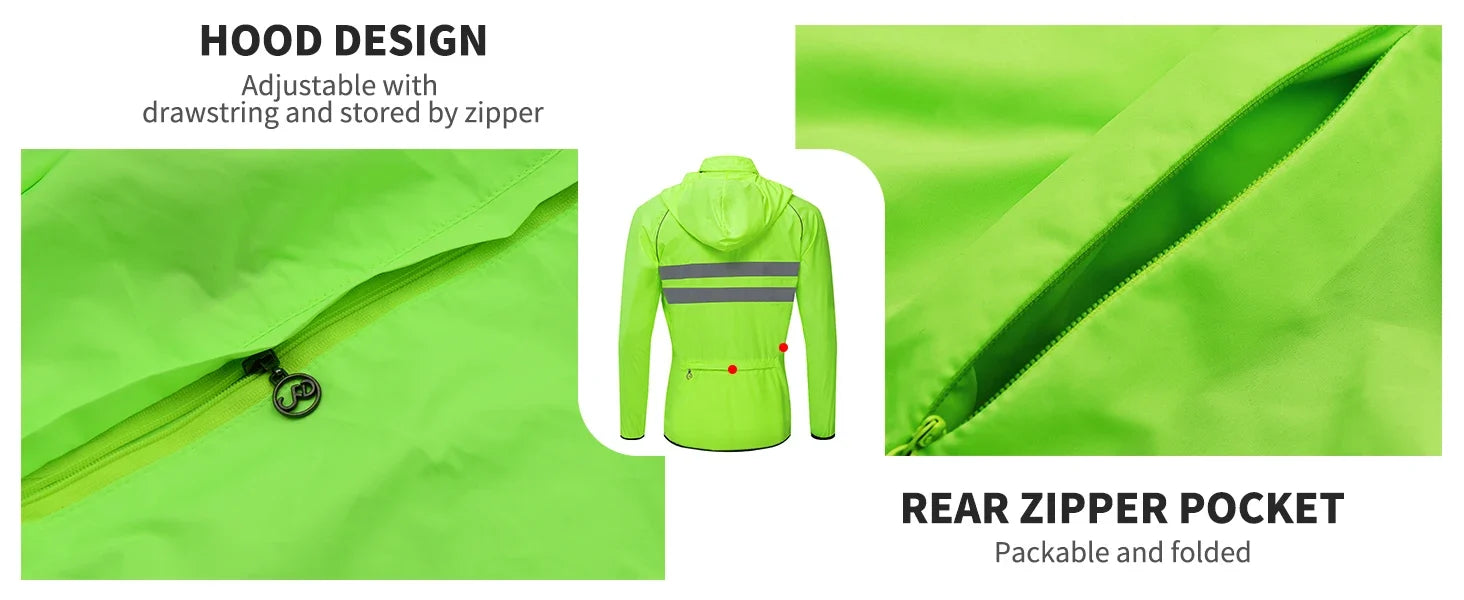 Ultralight Men's Cycling Windbreaker Reflective Jacket Windproof Water Resistant MTB Road Bicycle Long Jersey Wind Coat