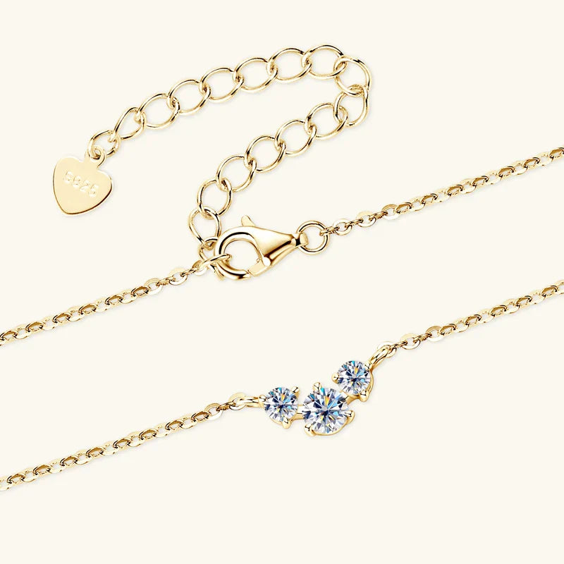 3mm 4mm Moissanite Necklace Collares Mujer 925 Sterling Silver Three Stone Pendant Necklaces For Women Chains Jewelry Gift