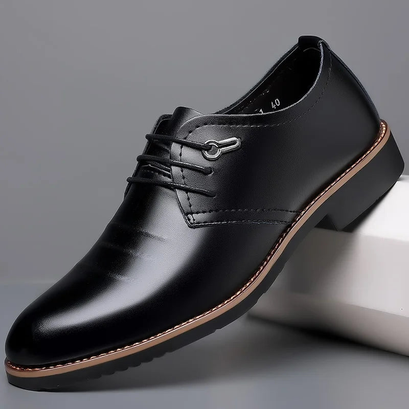 High Quality Formal Leather Men’s Dress Shoes – Brown/Black, EU Sizes 40–48, Classic Fit