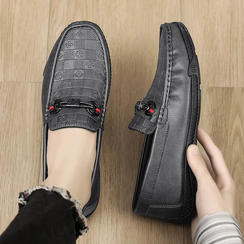 Men leather slip-on casual loafers formal moccasins soft Italian driving shoes