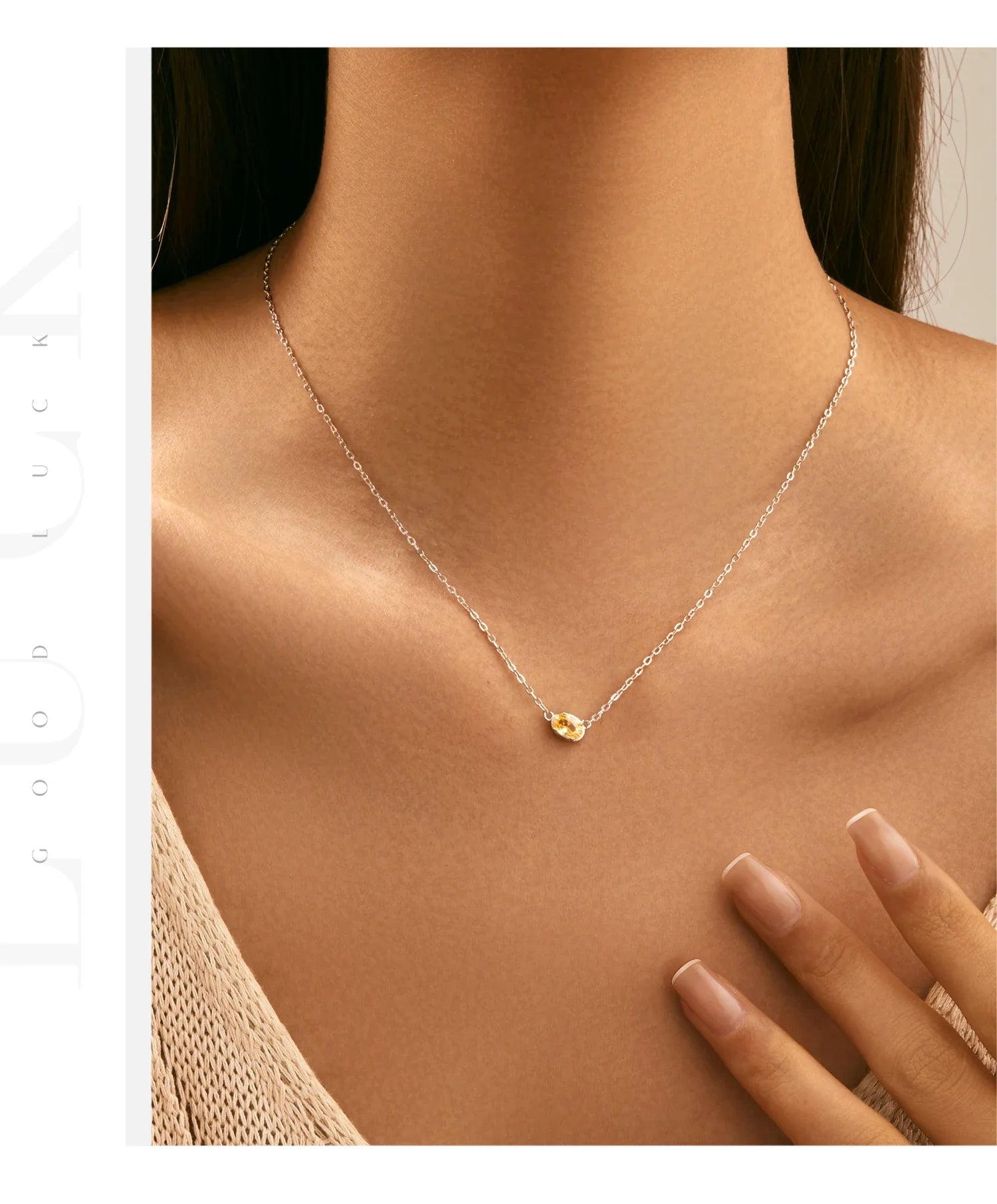 925 Sterling Silver Geometric Cubic Zirconia Pendant Necklace Fashion Stackable Asymmetrical Jewelry For Women Fine Gifts