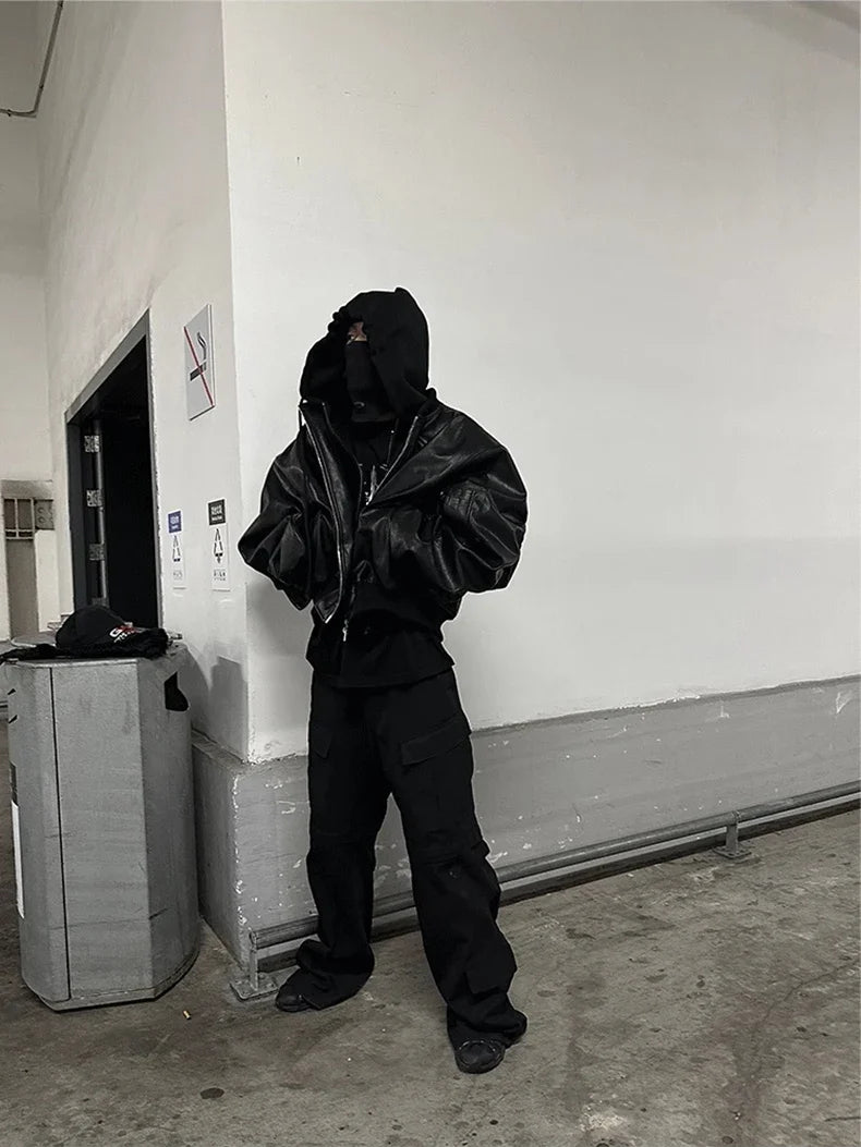 Autumn Winter Oversized Cool Black Thickened Warm Pu Leather Jacket Men Hood Luxury Designer Fake 2 Clothes