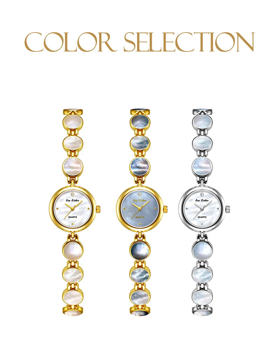 Luxury Ladies Watches Gold Small Dial Natural Shell Bracelet Clock Gifts For Women Lady Fashion Dress Quartz Wristwatch