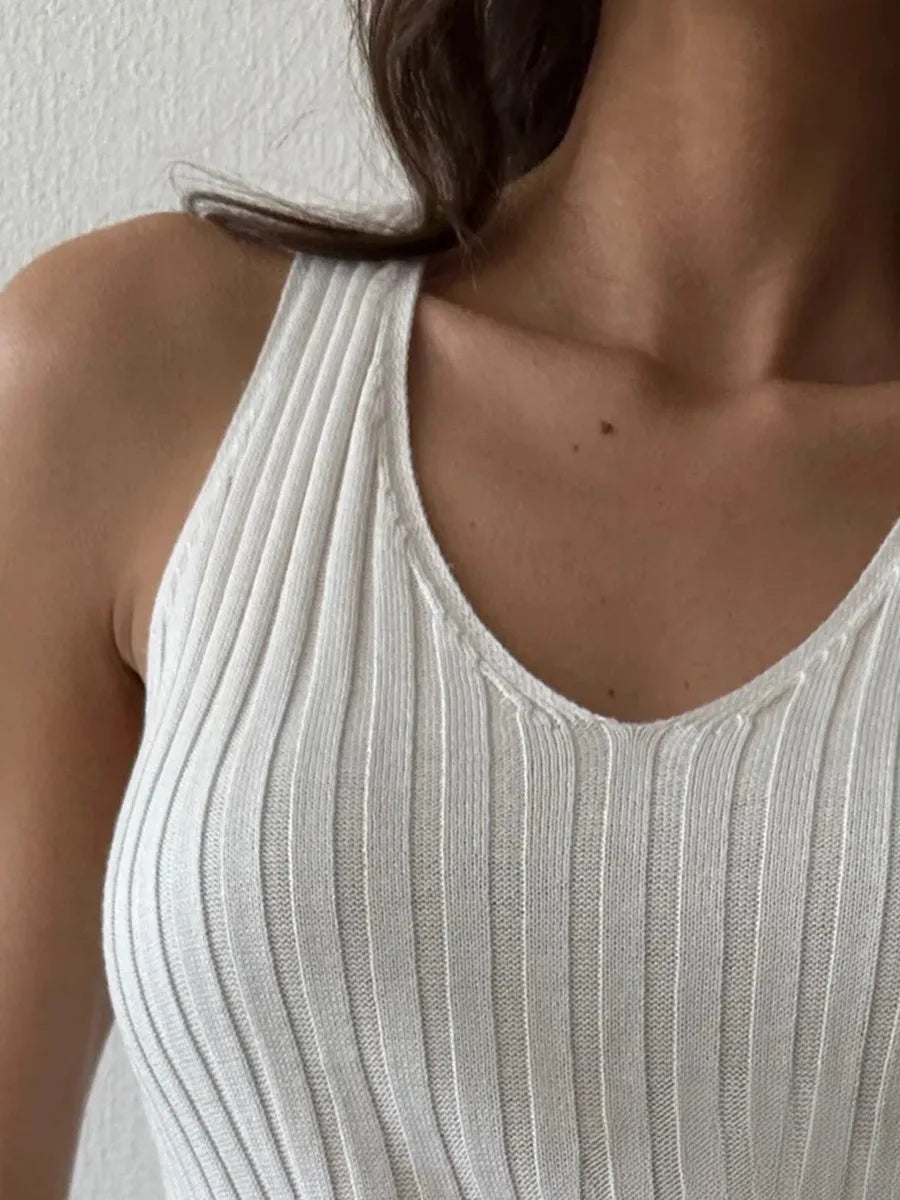 Bornladies Women's Sleeveless Knitted Dress Strap Summer Fashion Wide Shoulder Inner Long Skirt Slim Fit Casual Dresses