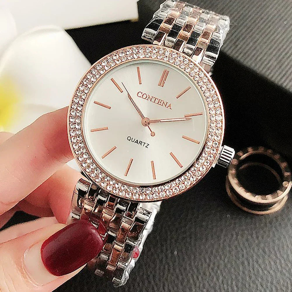 Luxury Rhinestone Watch Top Brand Women Watches Fashion Gold Women's Watches Stainless Steel Ladies Watch Clock Gifts for Women