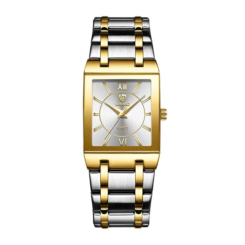 Luxury Quartz Wristwatches For Women Men Business Watch Simple Design Black Gold Stainless Steel Waterproof Quartz Clock