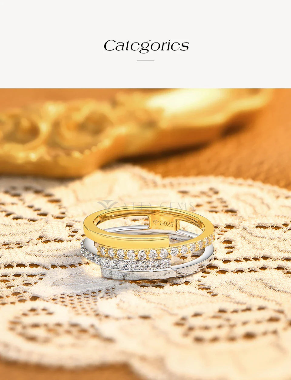 2026 Hot Two Tone Gold Spinner Moissanite Ring for Women Men 925 Sterling Silver Jewelry Perfect Birthday Gifts for Her