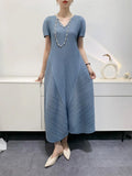 Bud Elegant Dresses for Women 2024 Autumn New Pleated Casual Fashion Solid Color Party Formal Occasion Dresses