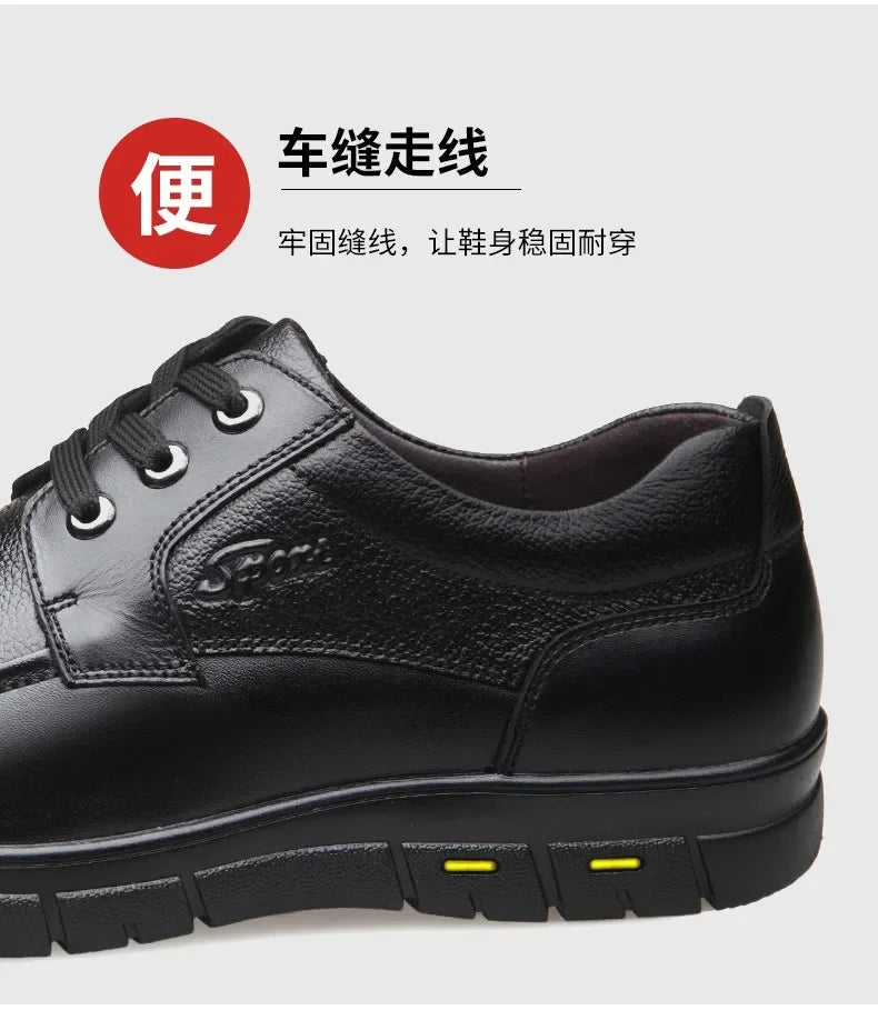 Men PU leather Casual Shoes Soft Sole Lace-up Luxury Brand Middle-aged Old Man Dad Lightweight Loafers Shoes  Zapatillas