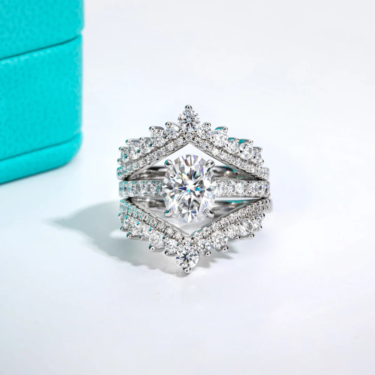 2 Carat Oval Cut D Color Moissanite Ring 18K Gold Plated 925 Sterling Silver Engagement Wedding Rings Wholesale