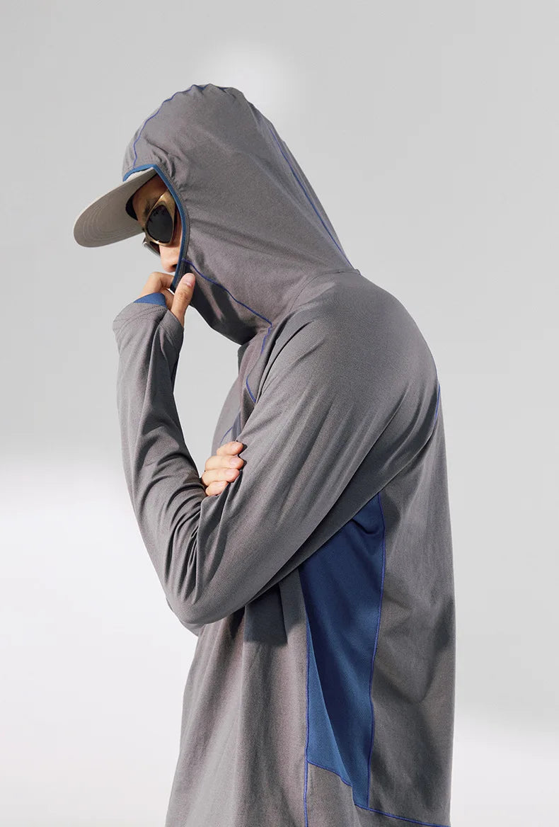 Unisex  Breathable T-Shirt, Moisture Wicking Quick-Dry Hooded, Outdoor Sports Tech Wear Hooded Long-sleeve Tracksuit