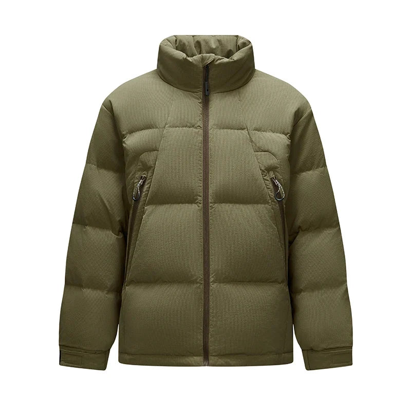 Down Jacket Men Textured Loose Fit Stand Collar Puffer Coat 2025 New Winter Versatile Outerwear