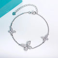 Moissanite Butterfly Bracelet 925 Sterling Silver 18K Gold Plated 18+5cm Adjustable Bracelets Anklet for Women Jewelry