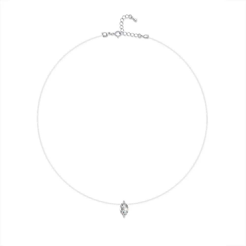 GRA Certified 1CT Marquise Cut Moissanite Pendant Necklace for Woman 925 Silver Fishing Line Water Drop Diamond Necklaces