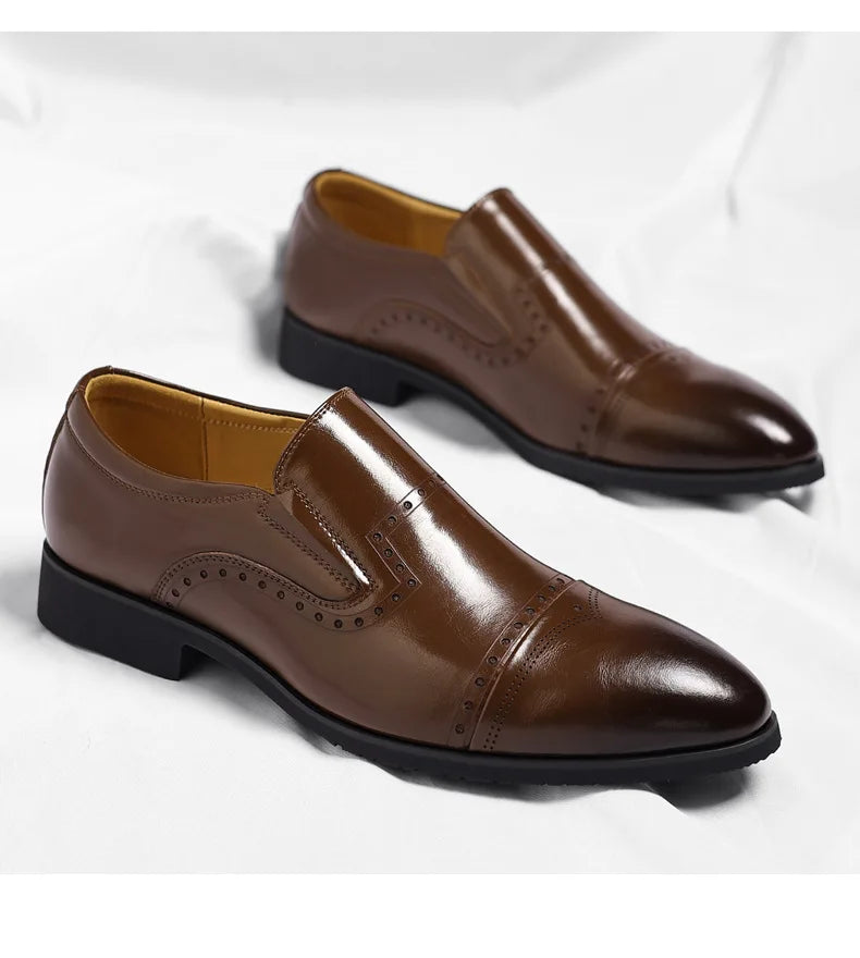 Big Size Dress Shoes for Men Solid Color Summer Autumn Fashion Business Casual Shoes Male British Style Cow Leather Shoe Man