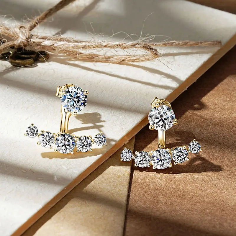 2 in 1 0.5CT Round Brilliant Cut D Color Moissanite Stud Earrings for Women S925 Silver GRA Certified Pierced Earring Gift
