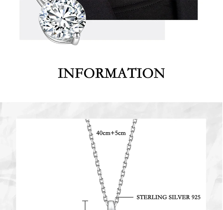 1-3CT Moissanite Necklace for Women S925 Pure Silver Laboratory Diamond Pendant Classic Fashion Jewelry Party Gift