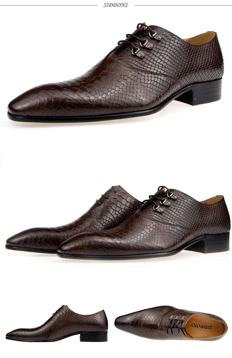 Men's Casual Dress Shoes Classic Oxfords Formal Modern Business Shoes Social Male Wedding Dress Sapato Loafer Serpentine Print
