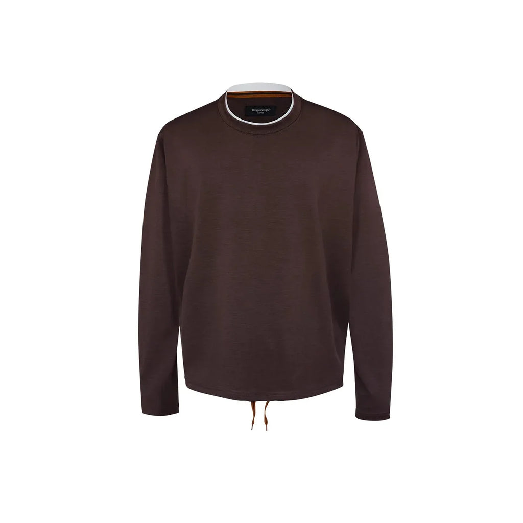 Shape-Retention & Pilling-Resistant Long-Sleeve Tee: Contrast Collar Design + Stretchy Fit Men's Undershirt