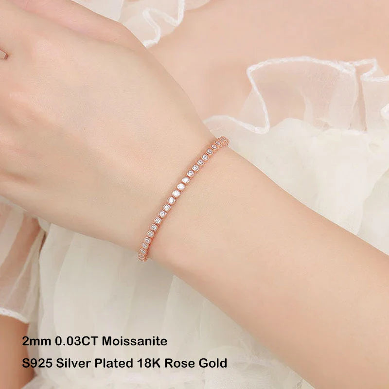 Luxury Bubble 2/3mm D Color Full Moissanite Tennis Necklace for Women S925 Silver Plated 18K Diamond Neck Chain Necklaces