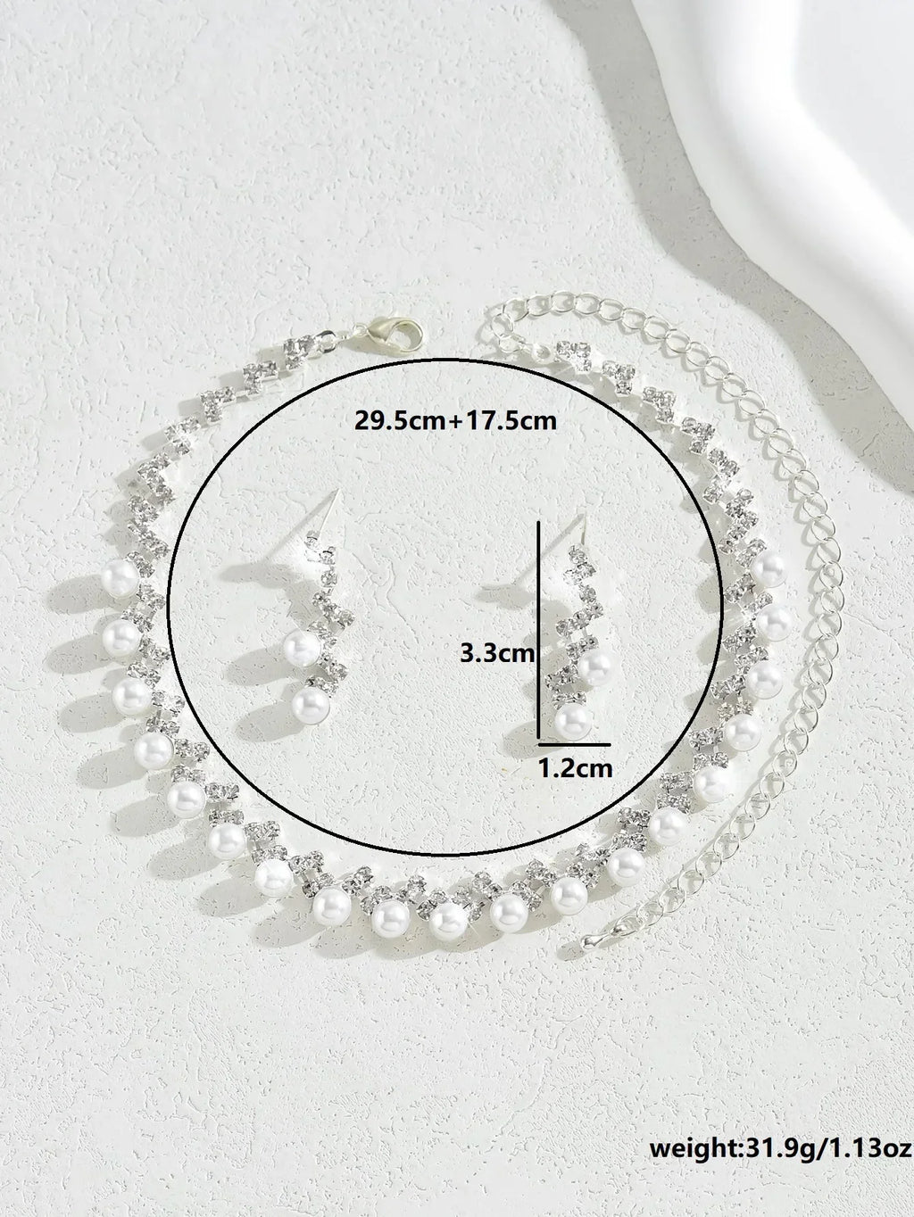 Silver Color Pearl Crystal Bridal Jewelry Sets Wave Shape Choker Necklace Earrings Sets for Women Wedding Jewelry Sets