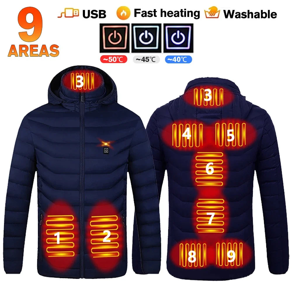 21 Areas Heated Jacket Women's Warm Vest USB Men's Heating Jacket  Waterproof Winter Heated Jackets Ski Clothing Coat Heated