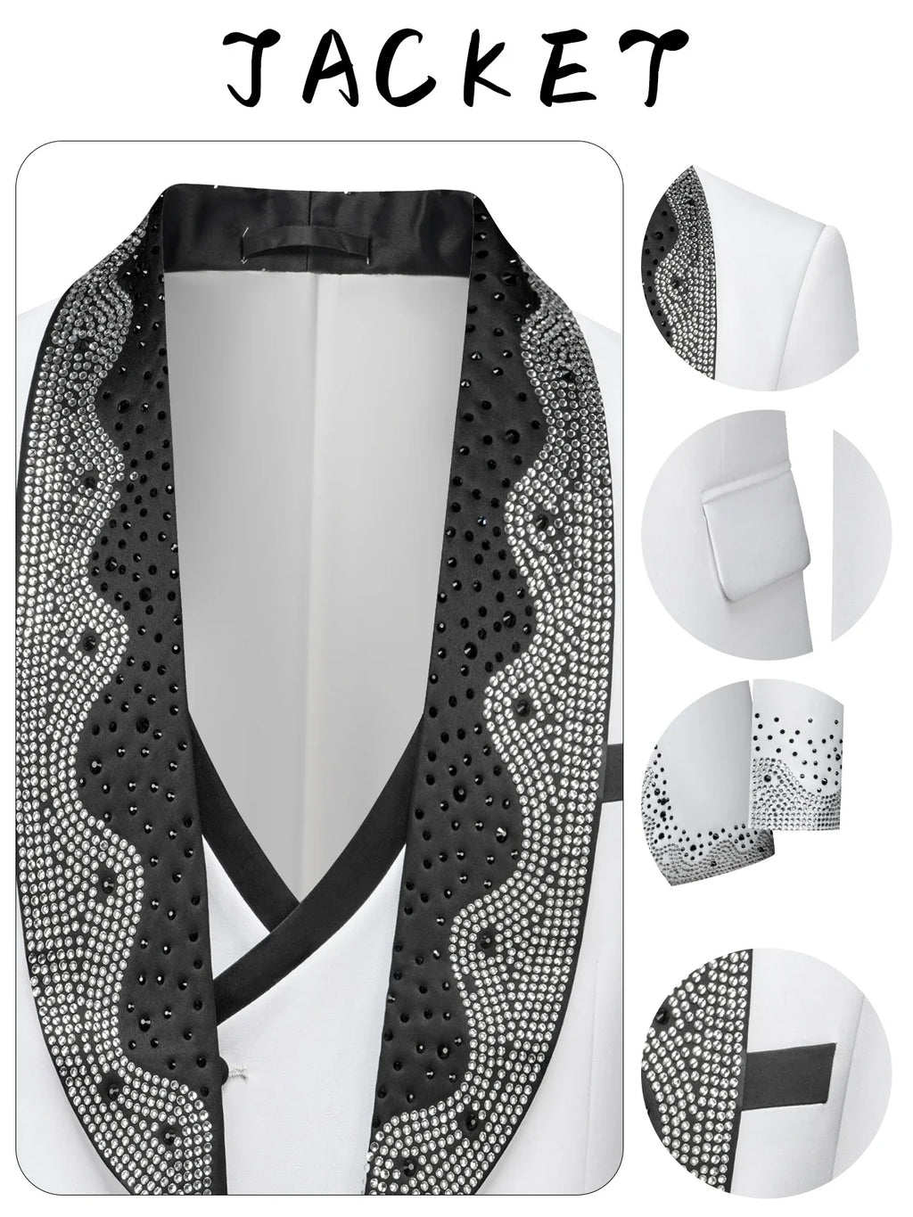 Luxury Wedding Suit For Fashion Men Beaded Slim Fit Groom Tuxedo Gentleman Party Suit 3 Pieces (Jacket+Pants+Vest) 2025