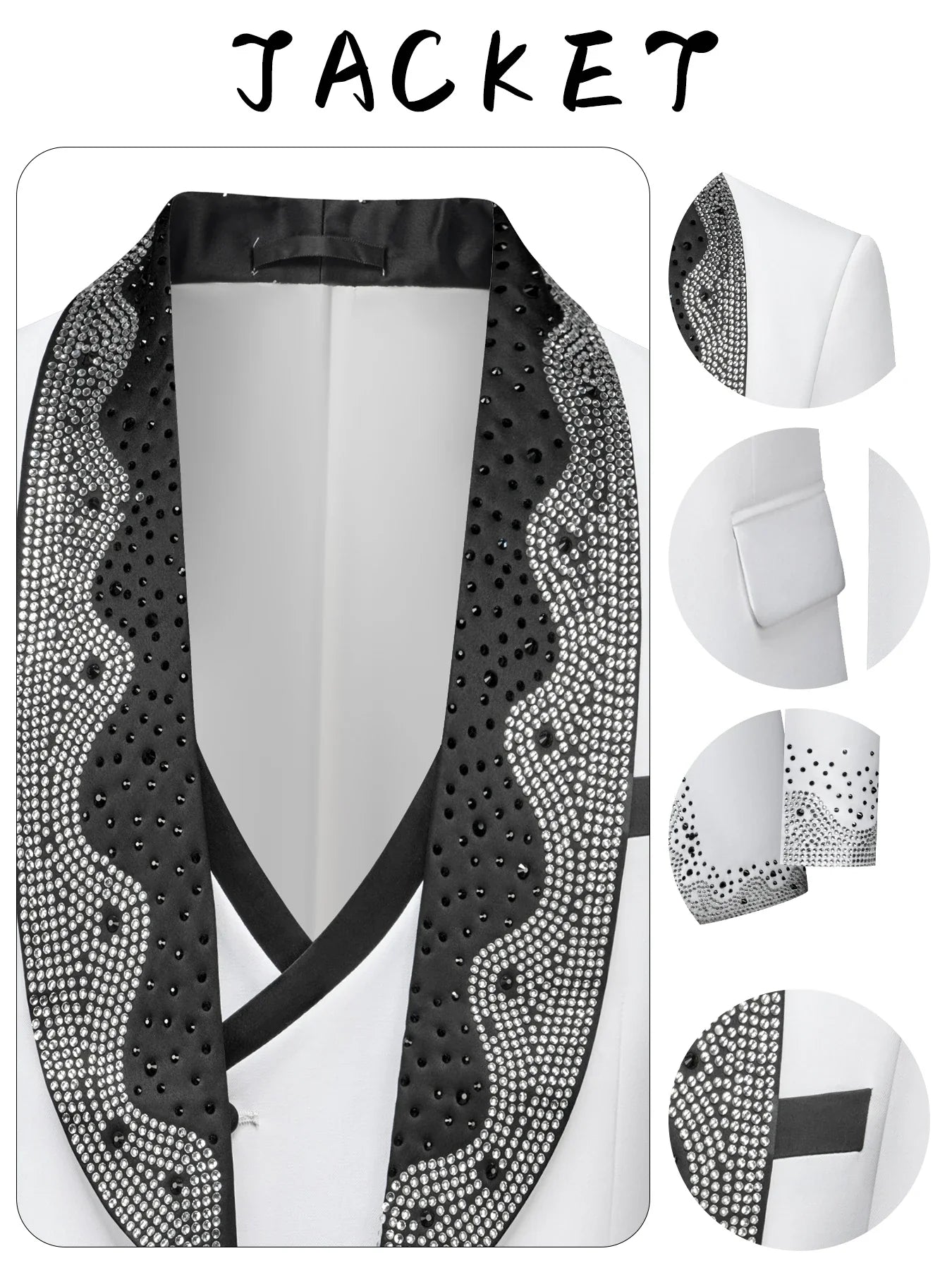 Luxury Wedding Suit For Fashion Men Beaded Slim Fit Groom Tuxedo Gentleman Party Suit 3 Pieces (Jacket+Pants+Vest) 2025