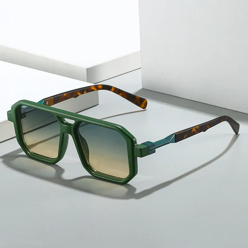 New Double Bridges Square Sunglasses Women Fashion Gradient Shades UV400 Retro Polygon Men Sun Glasses