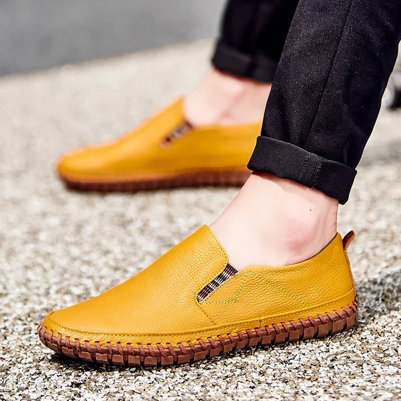 New Plus Size 49 50 Men Loafers Soft Moccasins Fashion Soft Spring Autumn Genuine Leather Shoes Men Casual Flats Driving Shoes