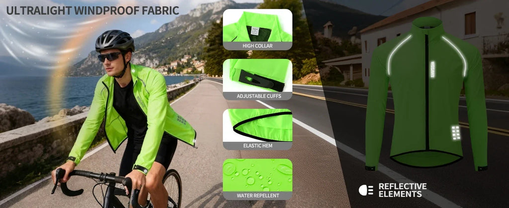 Men's Cycling Windbreaker Wind Jacket Windproof Water Repellent Mountain Bike MTB Clothing Reflective Loose Bicycle Coat