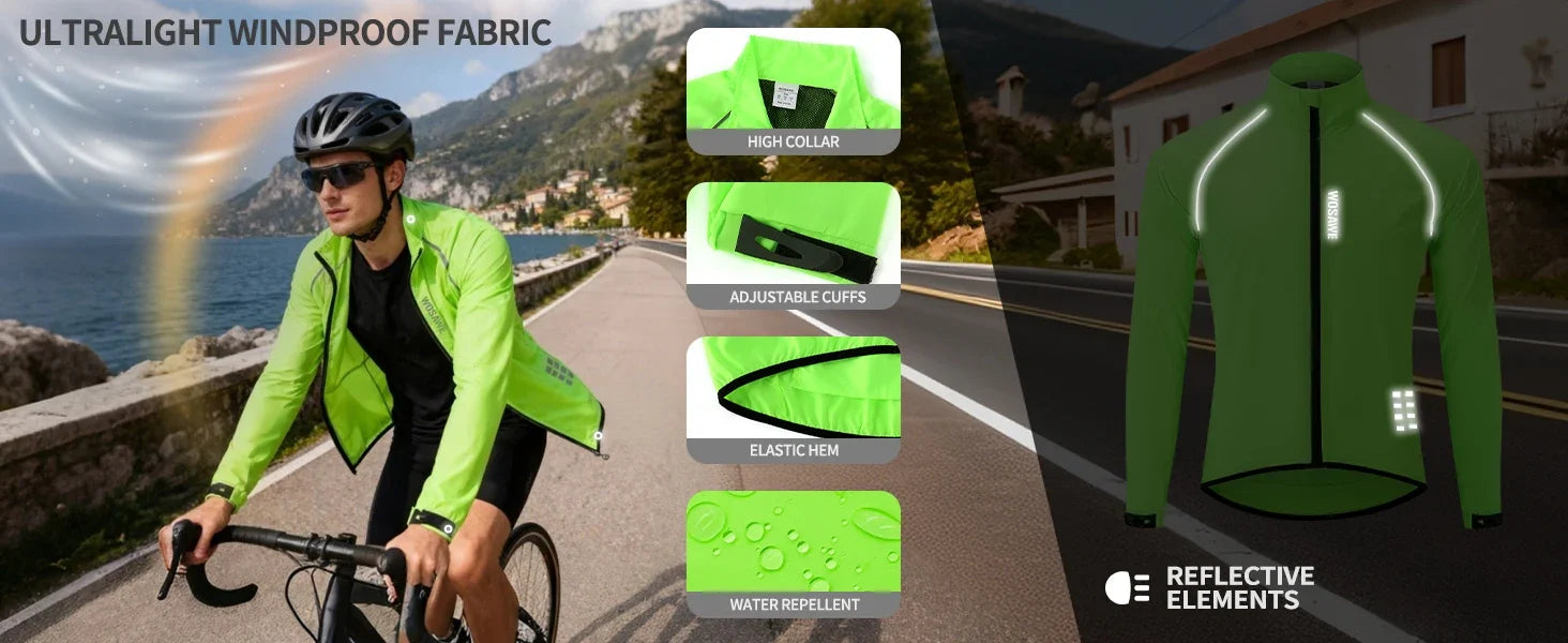 Men's Cycling Windbreaker Wind Jacket Windproof Water Repellent Mountain Bike MTB Clothing Reflective Loose Bicycle Coat