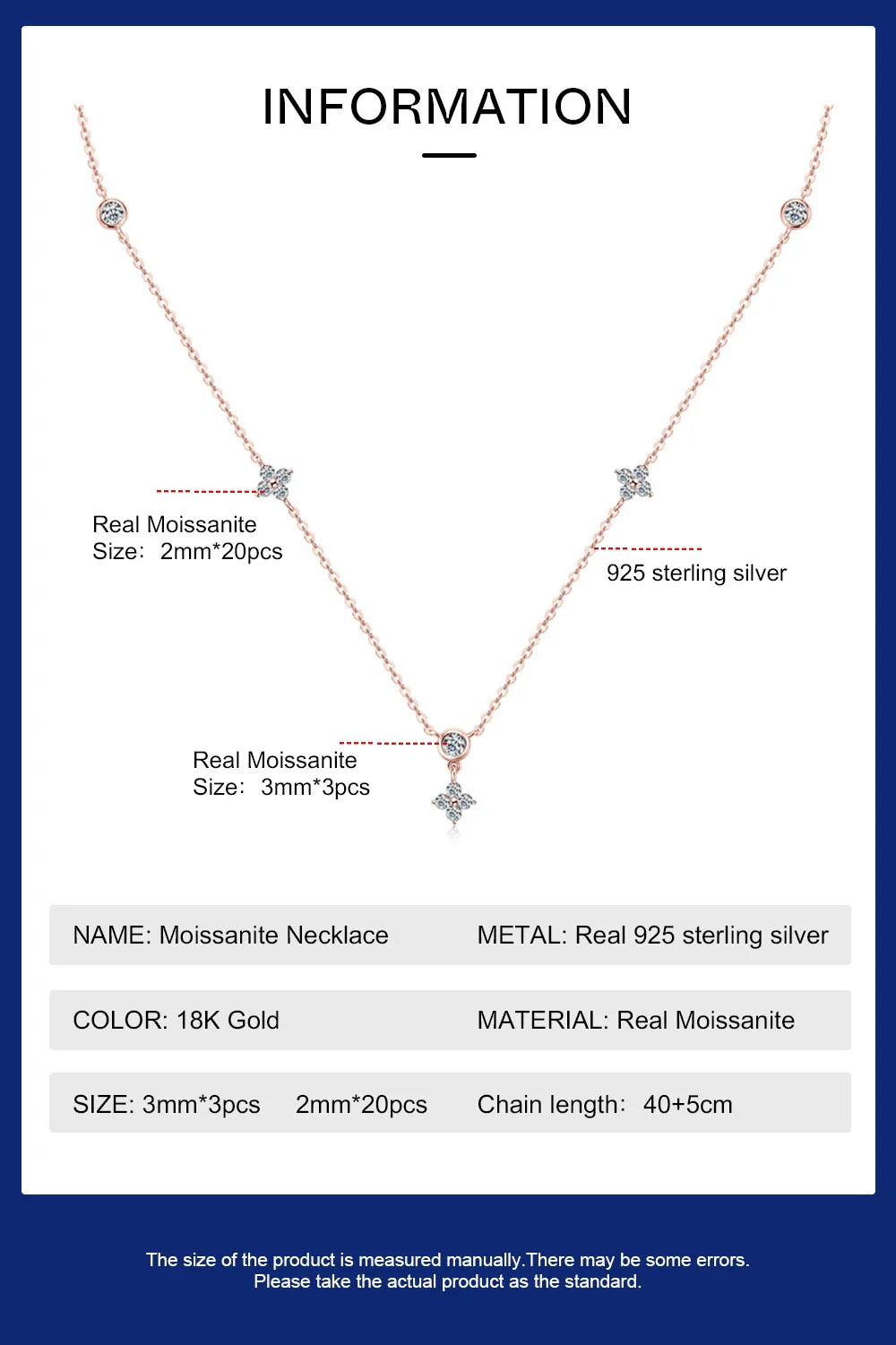 Rose Gold Four Leaf Clover Moissanite Necklace 925 Silver Plated 18k Yellow/White Gold Diamond Choker Chain for Women Jewelry