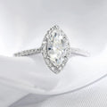 1CT Marquise Cut Certified Moissanite Rings for Women Simulated Diamond Wedding Band S925 Sterling Silver Jewelry