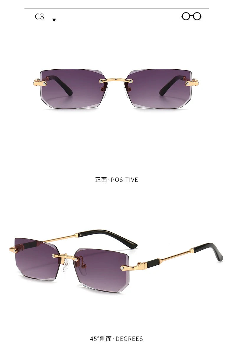 Fashion Rimless Rectangle Sunglasses Popular Women Men Shades Small Square Sun Glasses For Female Male Summer Traveling glasses